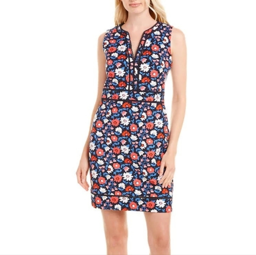 ♠️ Kate Spade NY Shore Thing Daisy Jacquard Sheath Dress Size 0 Navy Floral